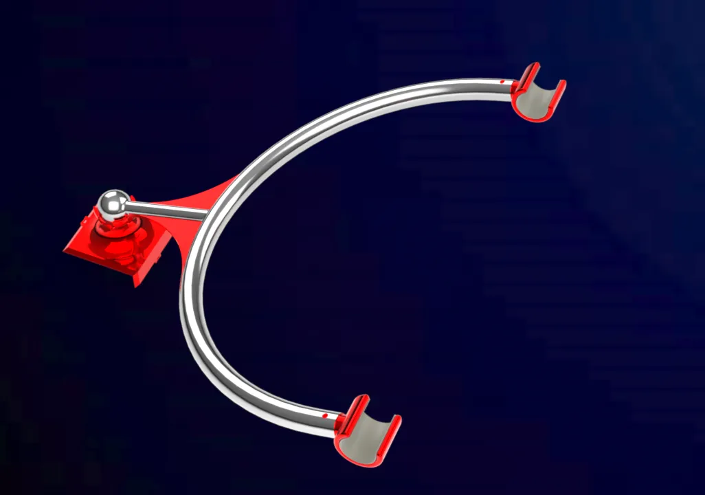 Side rendering showing the backboard aid mechanism and support geometry