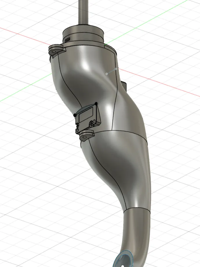 Exterior CAD rendering of the curved instrument housing